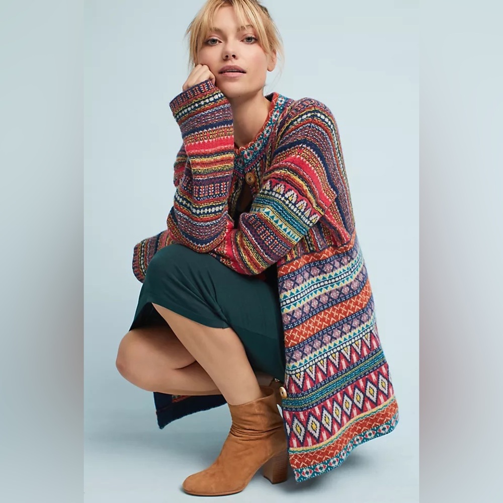 Anthropologie Moth Livia Intarsia Cardigan